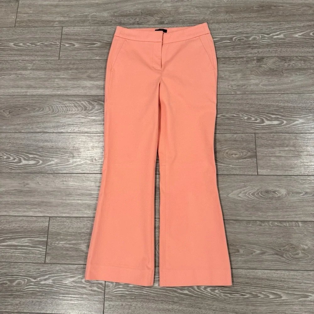 J.Crew Hayden 2T Bright Coral Peach Dress Pants Tailored Flare Preppy‎ Office